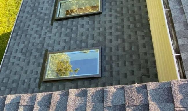 Built-up shingle roof installation project photo 1.